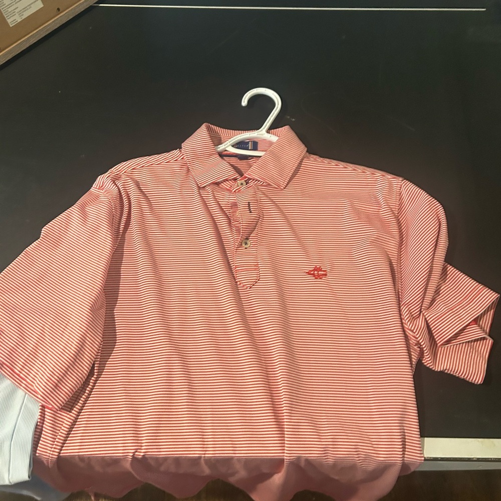 Red and White Polo Shirt Relaxed Fit